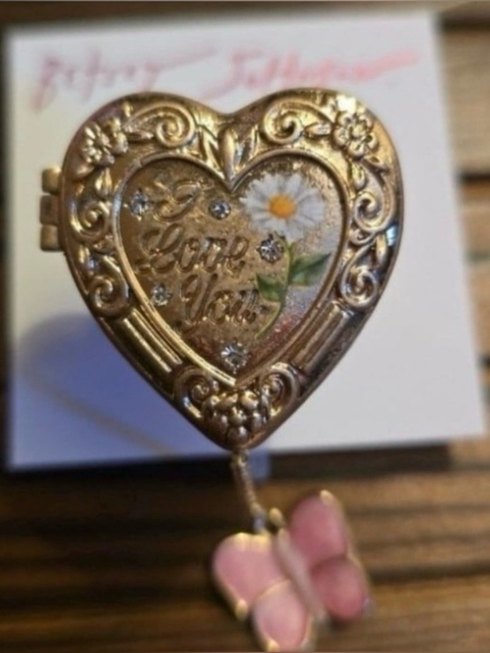 BETSEY JOHNSON Valentine Heart-Shaped Locket Poison Stretch Ring Butterfly NWT